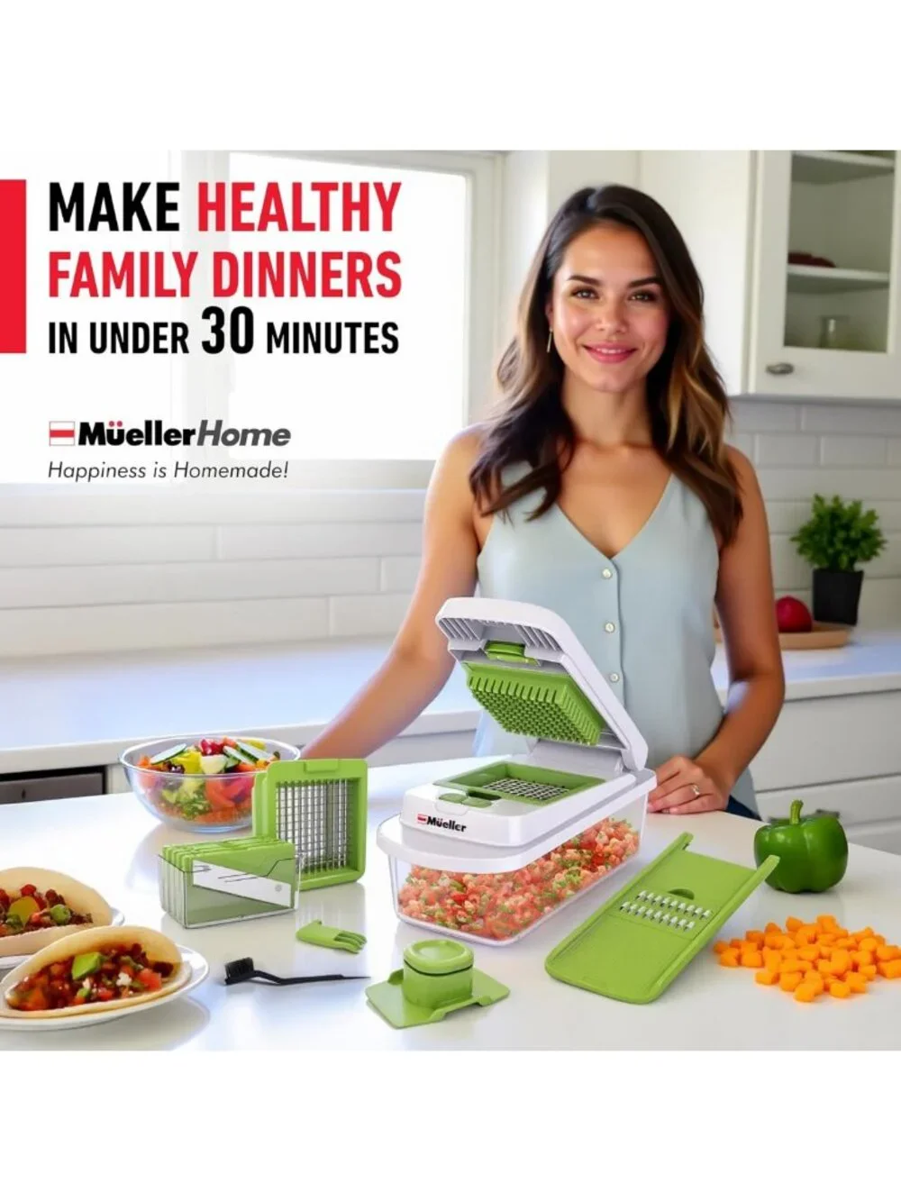 10-in-1 Vegetable Chopper with 8 Blades, Onion Mincer & Food Prep Tool